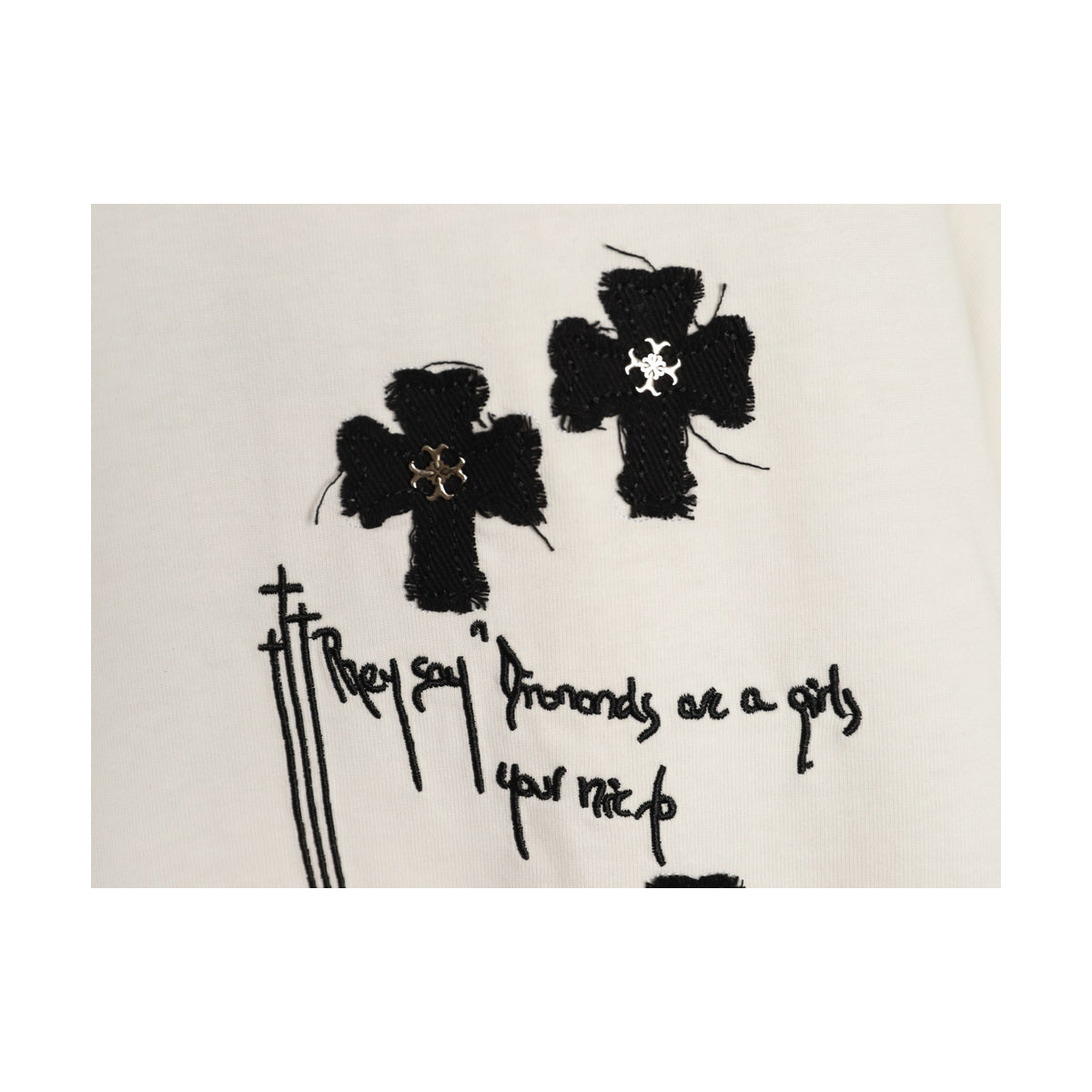 Chrome Hearts distressed cross embroidery detail