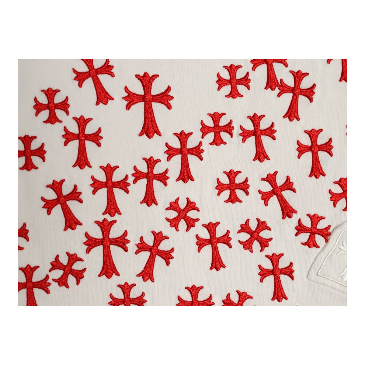 Chrome Hearts red cross back applique detail