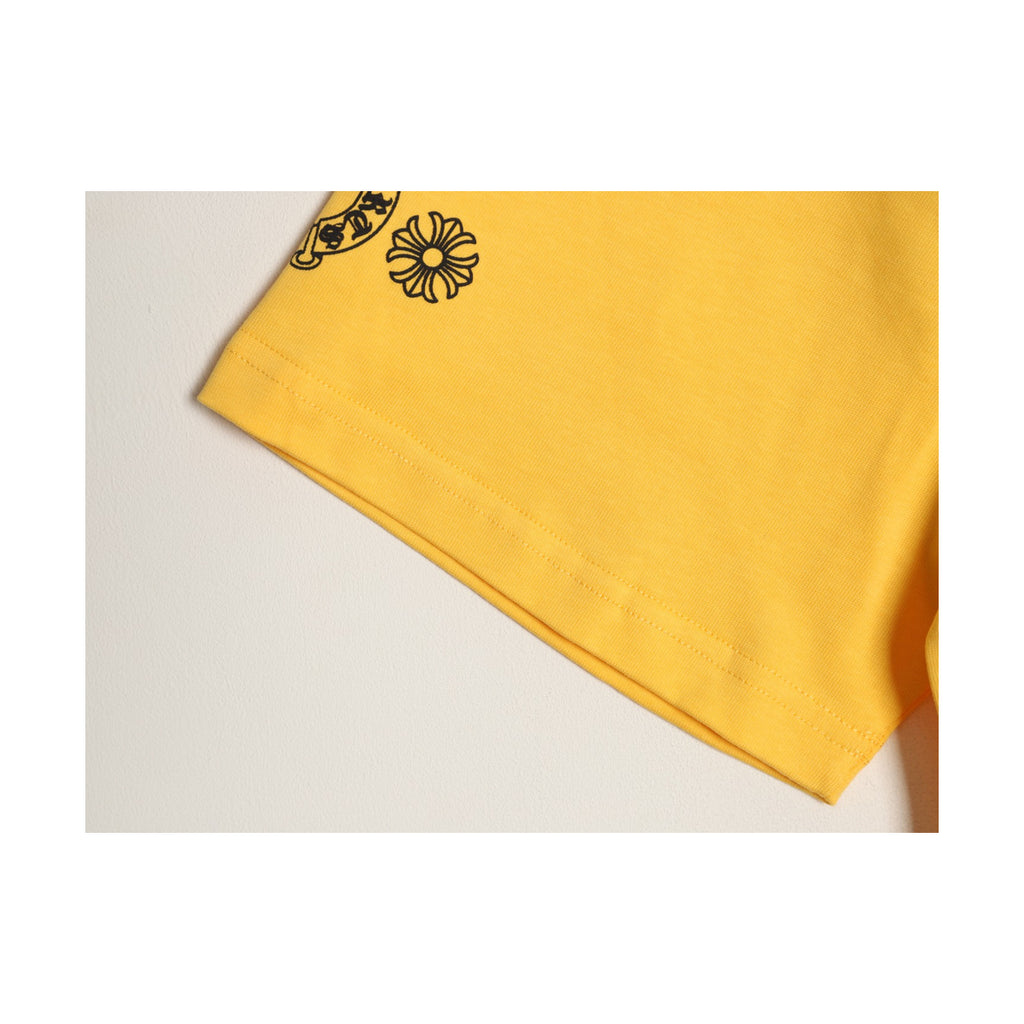 Yellow sleeve detail with matching floral motif