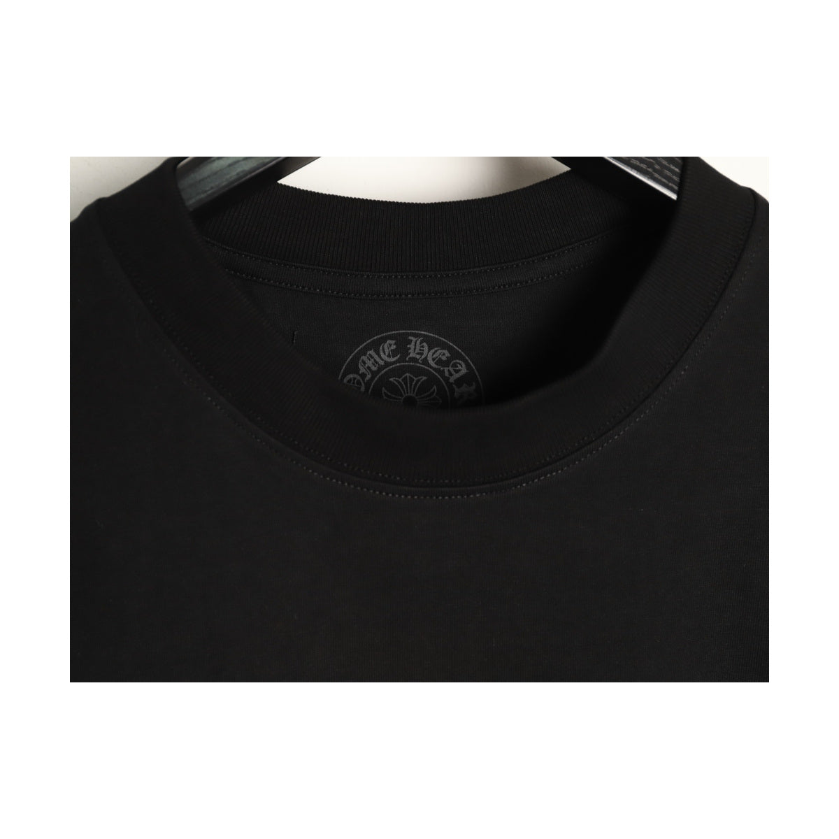 Chrome Hearts black ribbed collar and fabric detail