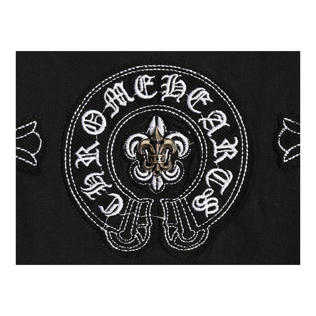 Chrome Hearts horseshoe emblem embroidery detail on black