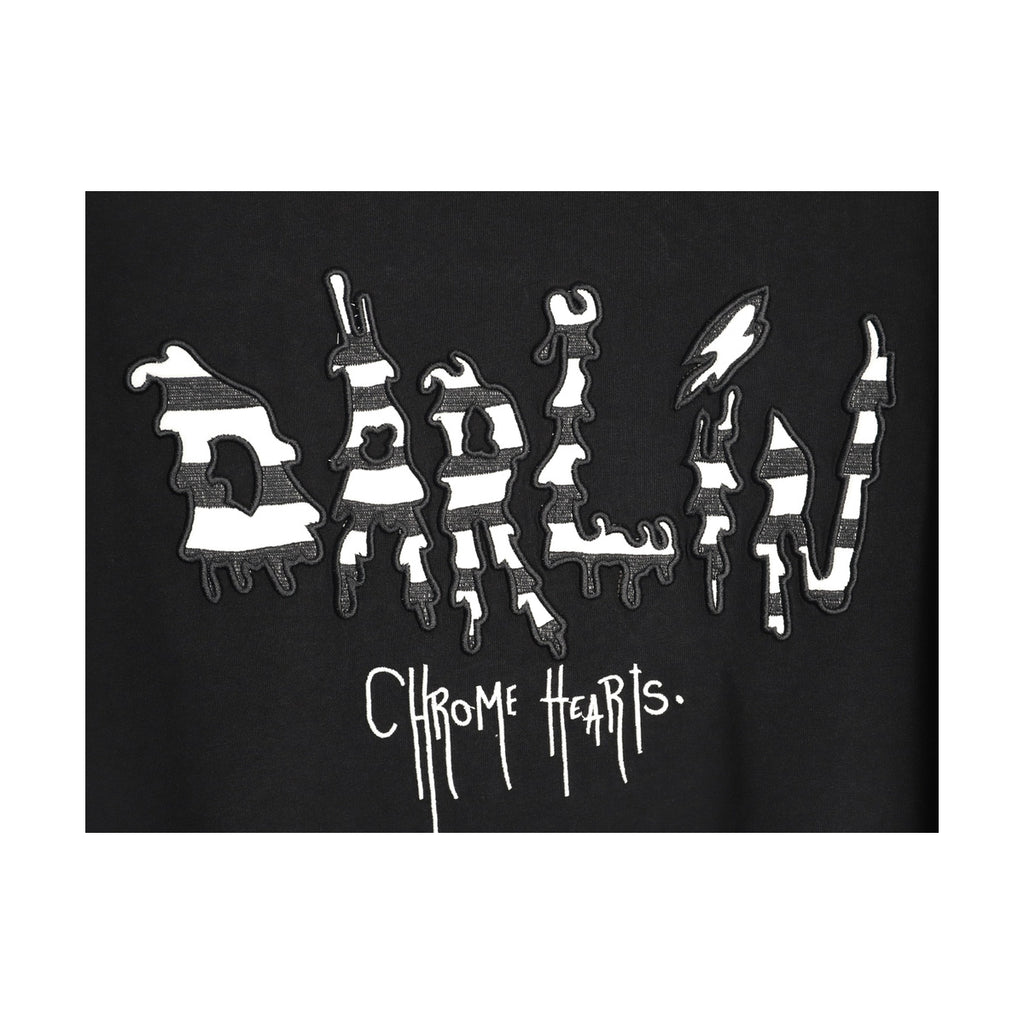 Chrome Hearts back graphic embroidery detail on black