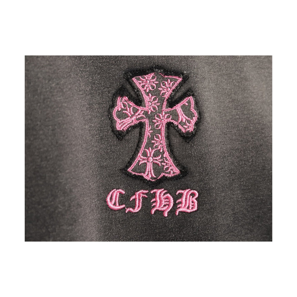 Chrome Hearts pink embroidered cross detail