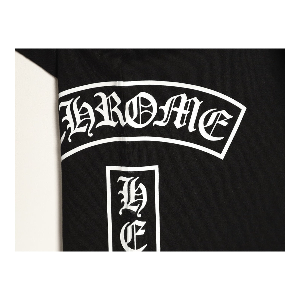 Chrome Hearts vertical side typography print detail