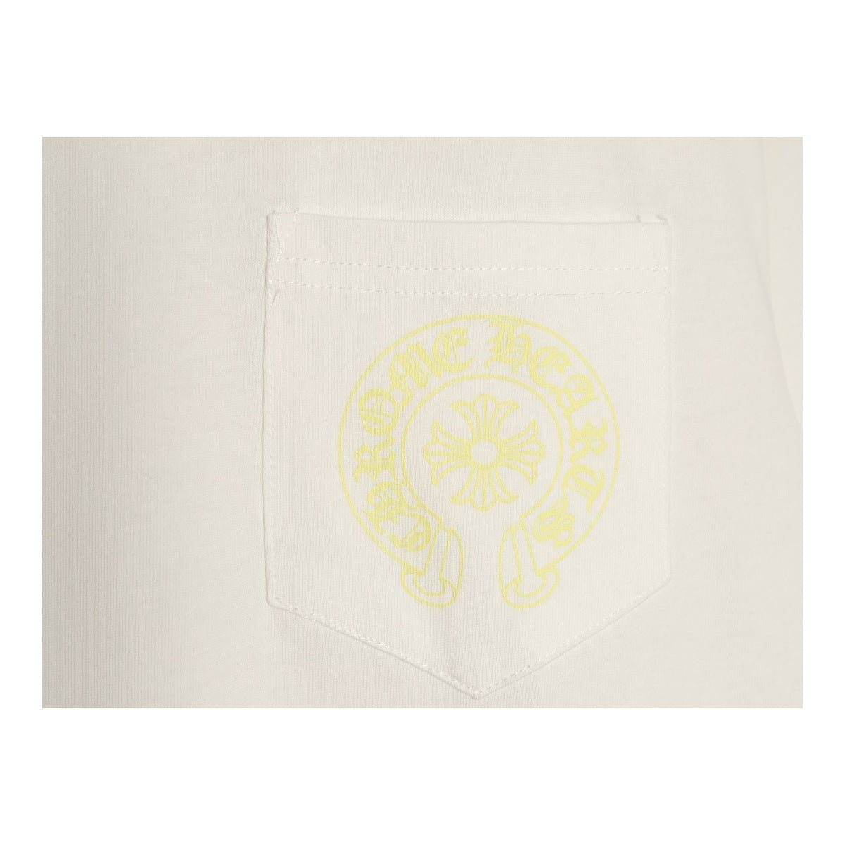 Chrome Hearts neon yellow pocket graphic detail