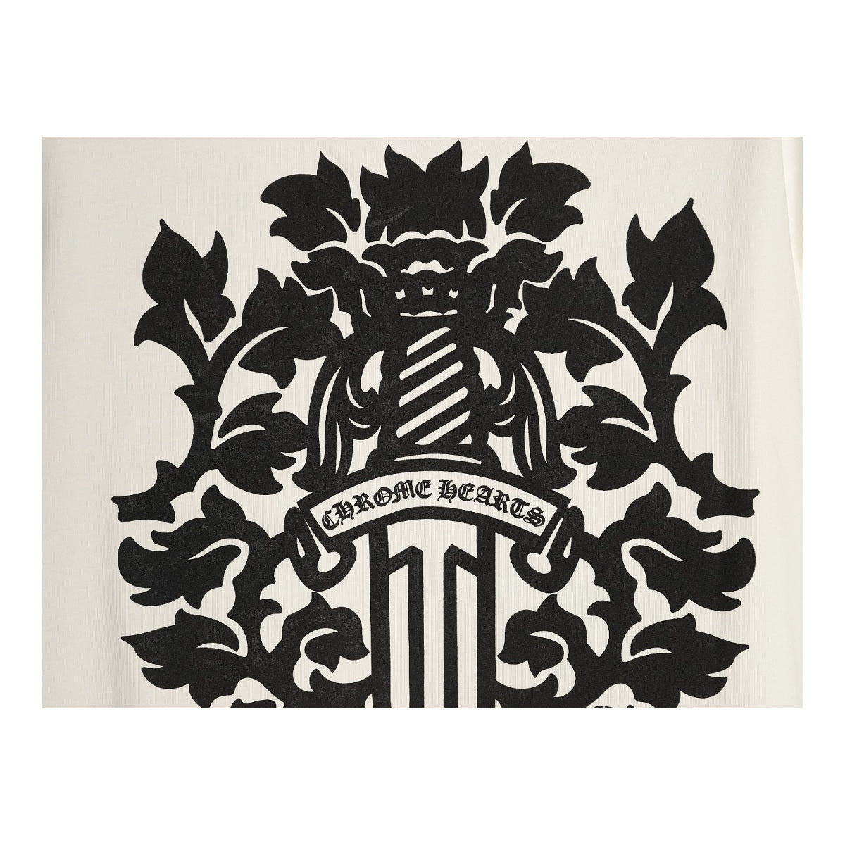 Chrome Hearts oversized floral dagger back graphic detail