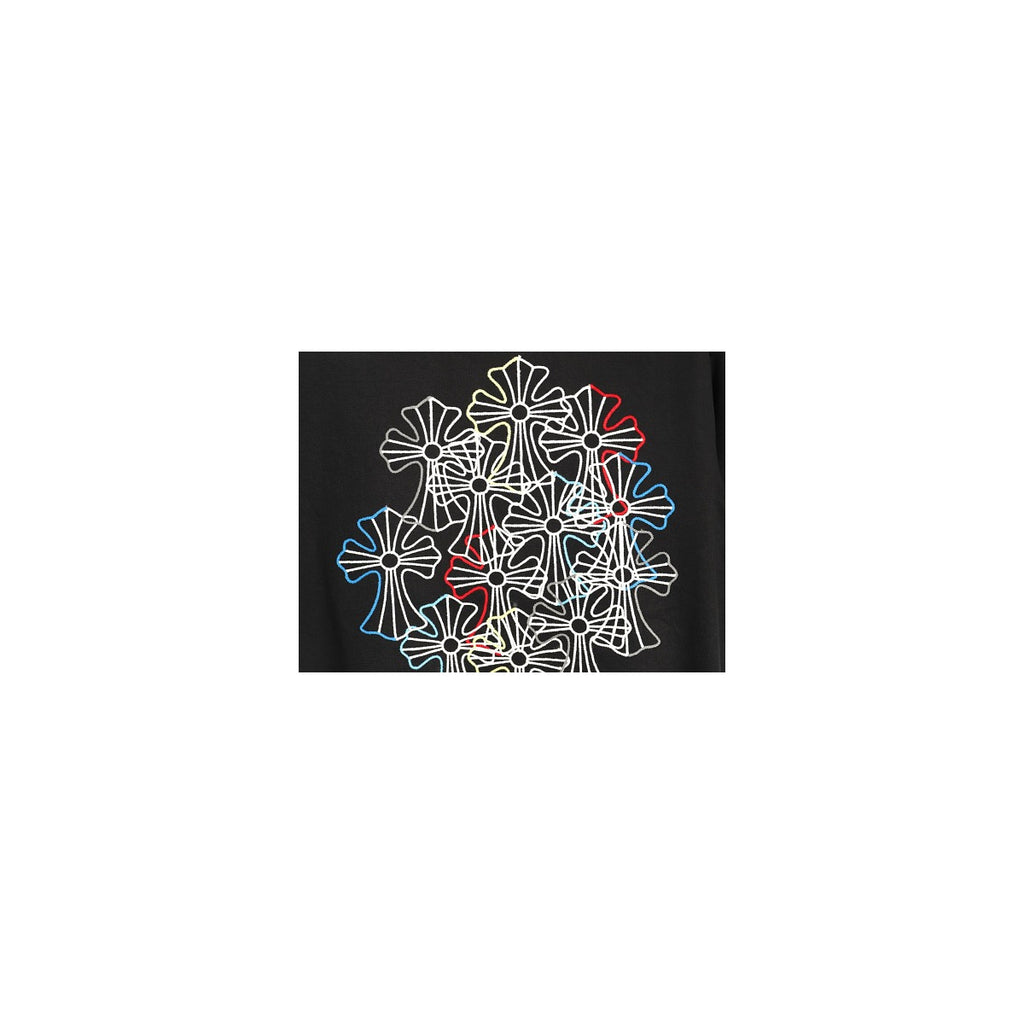 Chrome Hearts clustered cross back embroidery detail on black