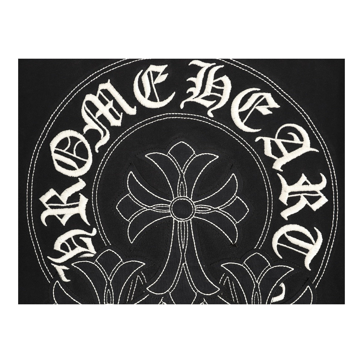 Chrome Hearts horseshoe triple cross back embroidery detail