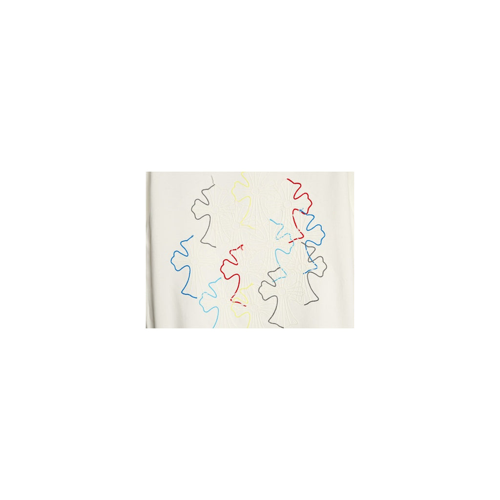 Chrome Hearts clustered cross back embroidery detail on cream