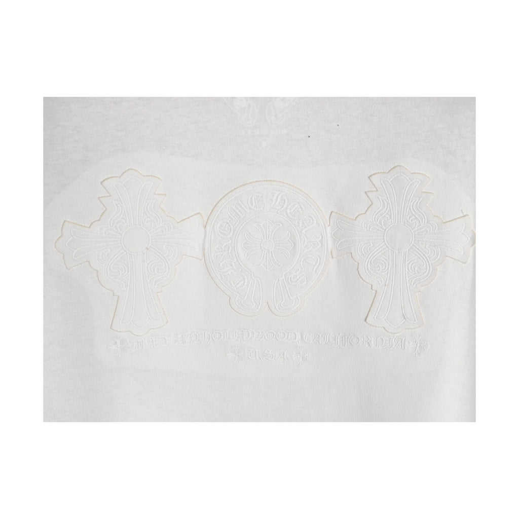 Chrome Hearts tonal back embroidery detail on white
