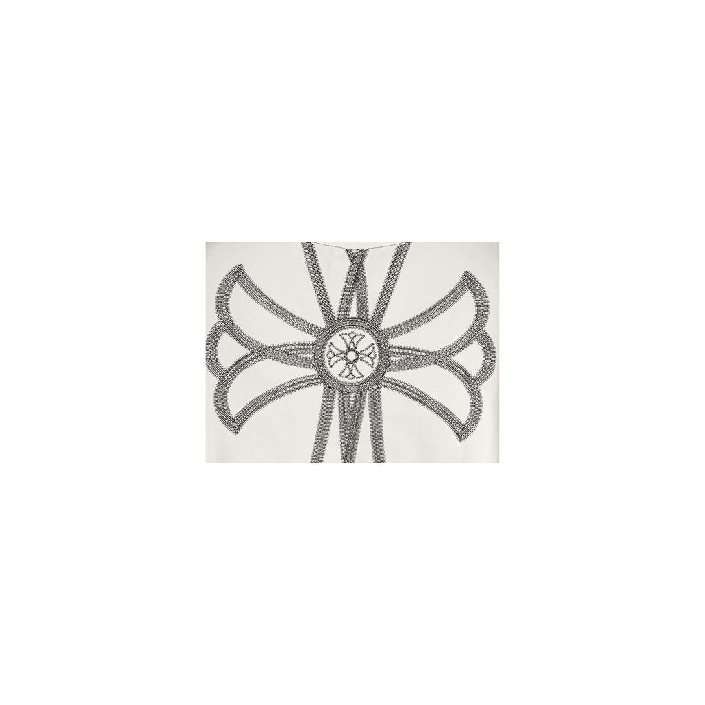 Chrome Hearts oversized back cross embroidery detail on cream